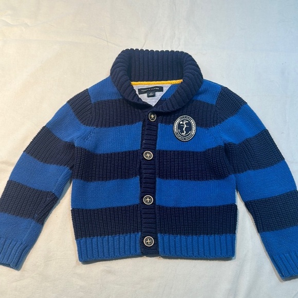 Tommy Hilfiger Blue and Navy Striped Sweater/cardigan - Picture 1 of 4